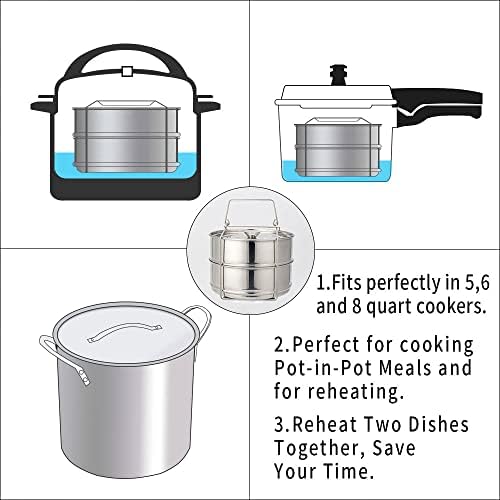 Stackable Steamer Insert Pans - Instant Pot Accessories 6 Qt
