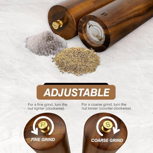 Hands-Free Salt Pepper Grinder Set Wooden
