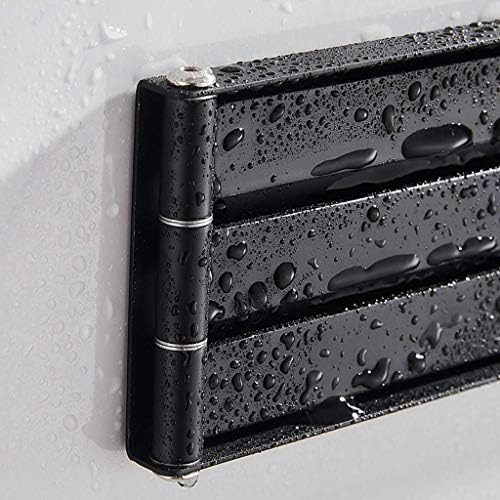 Black Folding Towel Rail with Rotating Iron Bars No Drilling Bathroom Towel Holder