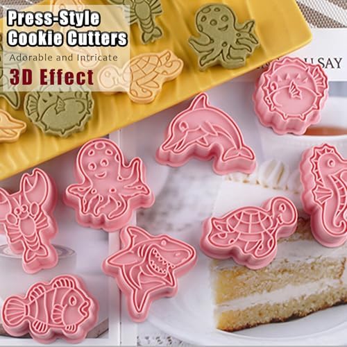 8 Pcs Ocean Cookie Cutters Set Baking Molds