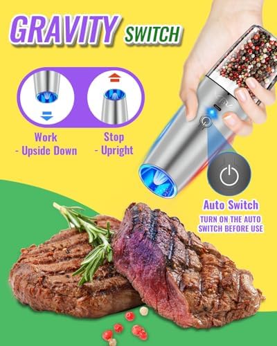 Rongyuxuan Rechargeable Electric Salt and Pepper Grinder Set