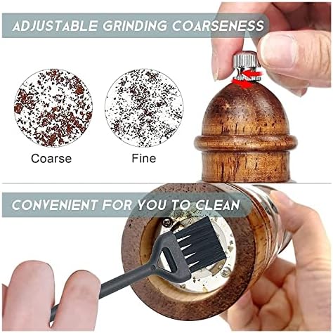 ZAEGO Refillable Pepper Mill Salt Pepper grinder set with Coarse Fine Adjustment