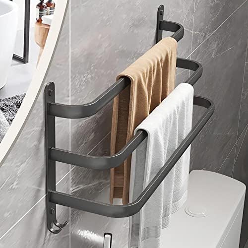 LUCEAE 3 Tier Towel Rack Wall Mount Black 30Cm