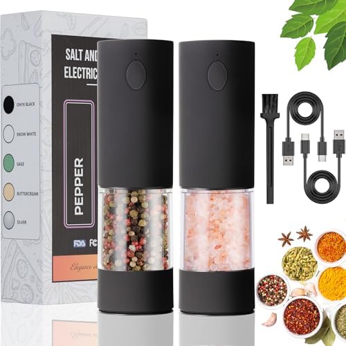 Ergonomic Salt Pepper Grinder Set with LED Lighting