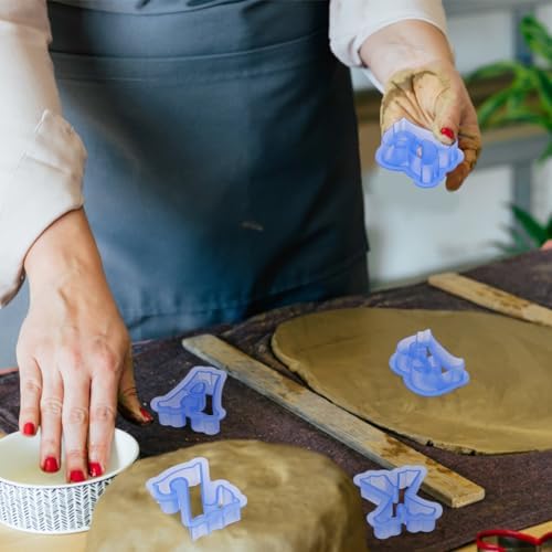 Fancy Alphabet Letter Cookie Cutters Blue Plastic Baking Tools for DIY