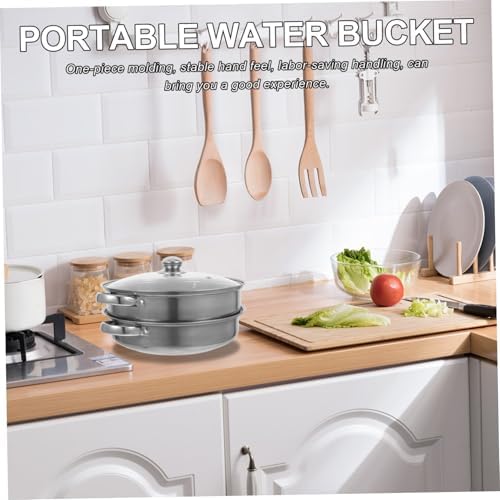 Stainless Steel Steamer Pot Double-Lidded for Cooking Steaming and Serving