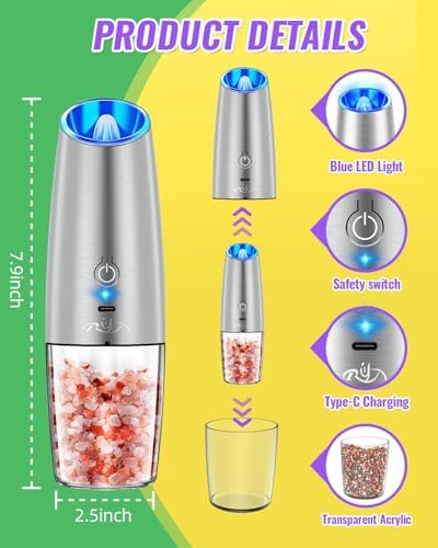 Rongyuxuan Rechargeable Electric Salt and Pepper Grinder Set