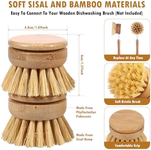 Eco-Friendly 6Pcs Bamboo Dish Brush Set