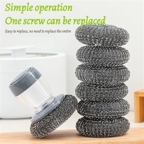 Compact_efficient soap dispenser for kitchen cleaning tools