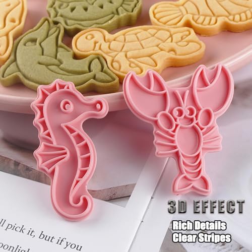 8 Pcs Ocean Cookie Cutters Set Baking Molds