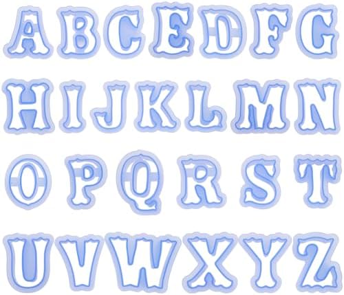 Fancy Alphabet Letter Cookie Cutters Blue Plastic Baking Tools for DIY