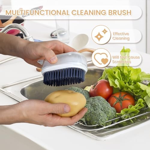 4-Piece Vegetable Brush Set for Kitchen Cleaning with Soft Hard Bristles