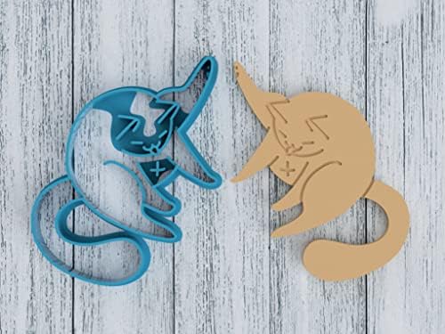 Cat Licking Cookie Cutter with Kitty Booty Design