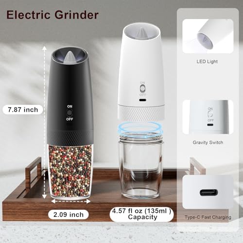 Fast-Charging Electric Salt Pepper Grinder Set