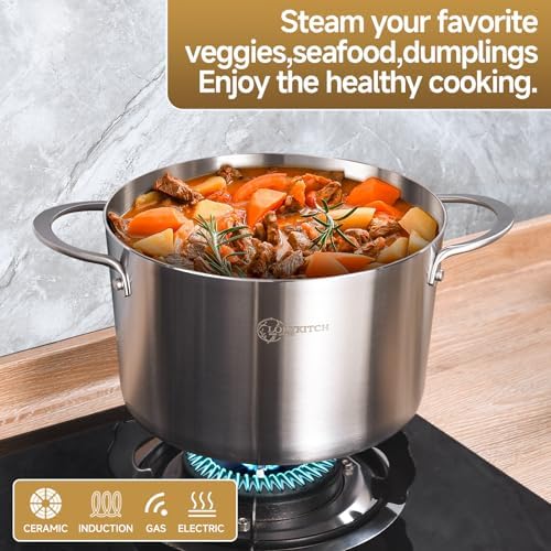 LOLYKITCH Tri-Ply Stainless Steel Stock Pot