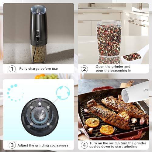 Fast-Charging Electric Salt Pepper Grinder Set