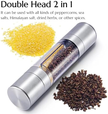 KinteGood 2-in-1 Stainless Steel Salt and Pepper Grinder Set Refillableerase-0