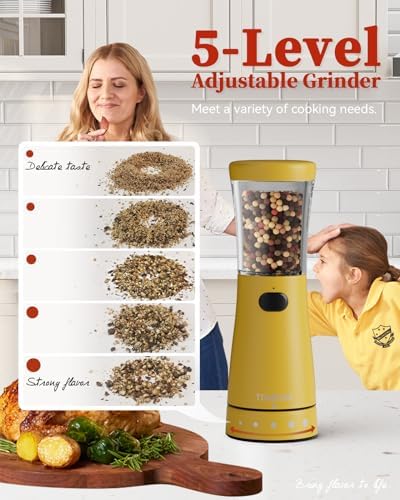 Tomeem Electric Salt and Pepper Grinder Set with Storage Base