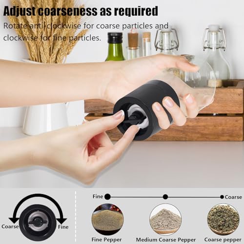 Refillable Salt Pepper Grinder Set for 4 White Black