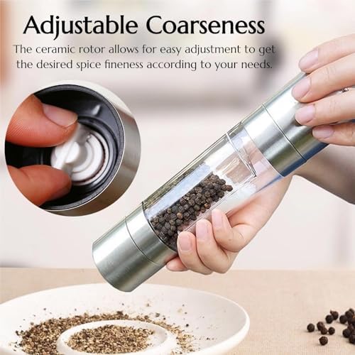 KinteGood 2-in-1 Stainless Steel Salt and Pepper Grinder Set Refillableerase-0