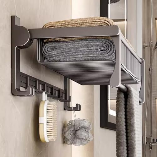 Space-Saving Gray Aluminum Towel Rack for Bathroom Verified Multi-Functional Use