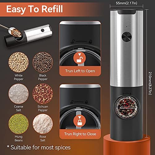 Wireless Electric Salt Pepper Grinder Set