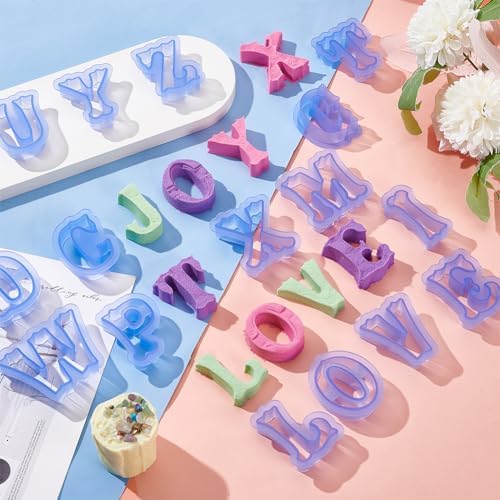 Fancy Alphabet Letter Cookie Cutters Blue Plastic Baking Tools for DIY