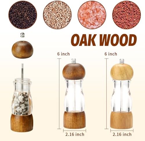 SHIKORI Oaken and Acrylic Salt Pepper Grinder Set