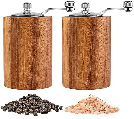 HMTRADE Acacia Wood Salt and Pepper Grinder Deluxe Set