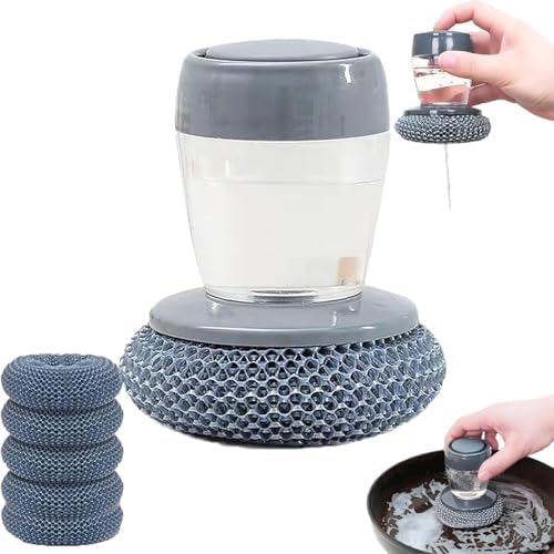 Compact_efficient soap dispenser for kitchen cleaning tools
