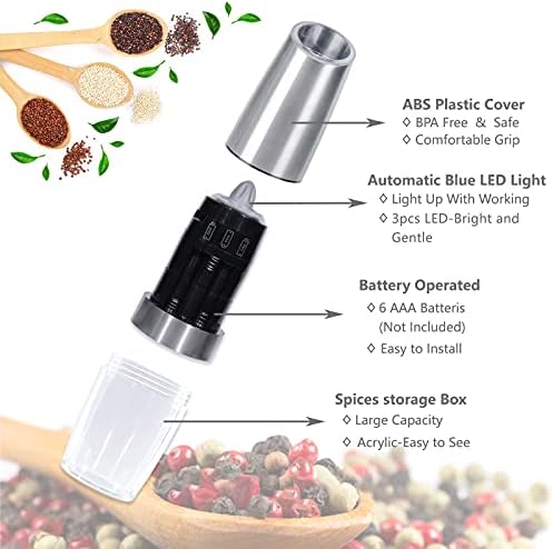 Adjustable Electric Salt and Pepper grinder with LED light