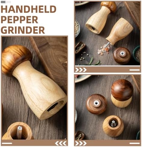 Luxshiny Mushroom Salt and Pepper Mill Set Acacia Wood