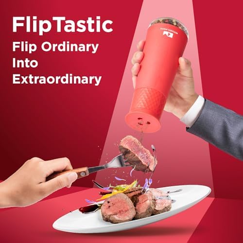 Kitchen Mama FlipTastic Rechargeable Salt and Pepper Grinder Red