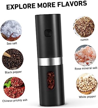 Electric Salt Pepper Mill with Adjustable Coarseness for Home Use