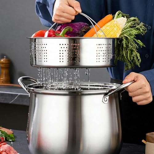 Stainless Steel Steamer Pot with Insert Basket and Lid