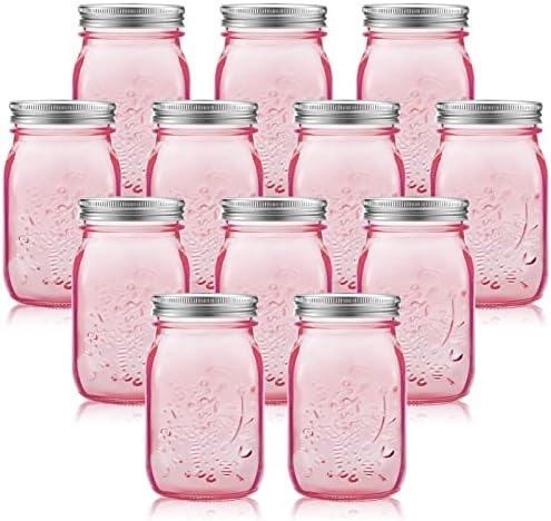 Perfectly PINK 12-Piece Mason Jar Set for Kitchen Craft DIY