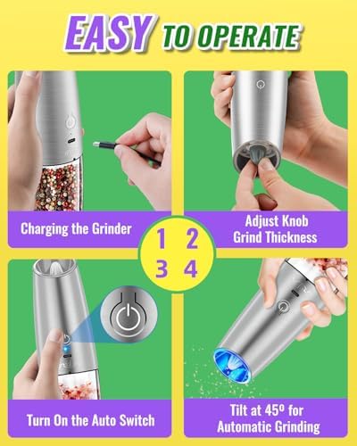Rongyuxuan Rechargeable Electric Salt and Pepper Grinder Set