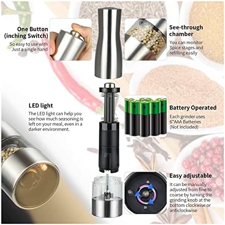 ZAEGO Refillable Electric Pepper and Salt Grinder Set
