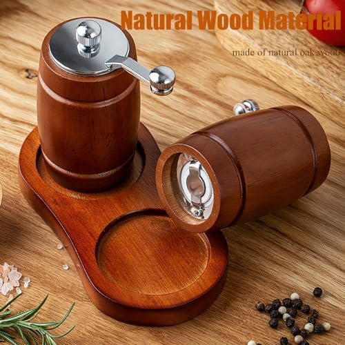 Adjustable Wooden Salt Pepper Mill Set