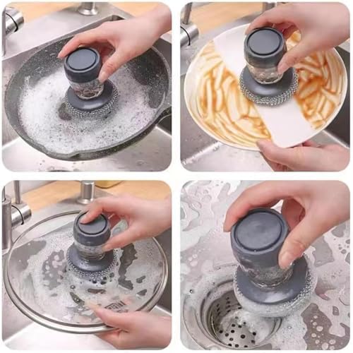 Kitchen Soap Dispensing Palm Brush with 2 Pcs