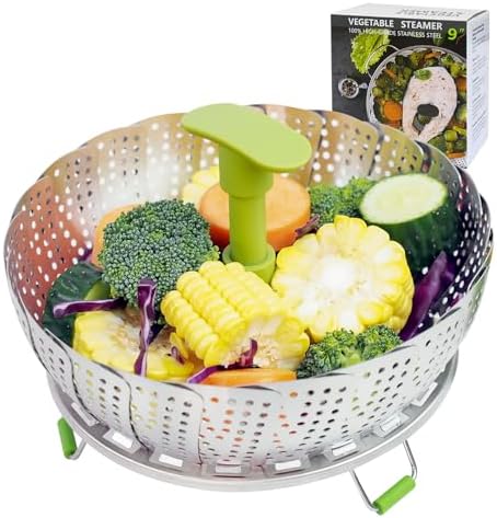 SHIKORI Steamer Basket Stainless Steel Vegetable Steamer Folding Expandable Compact Design