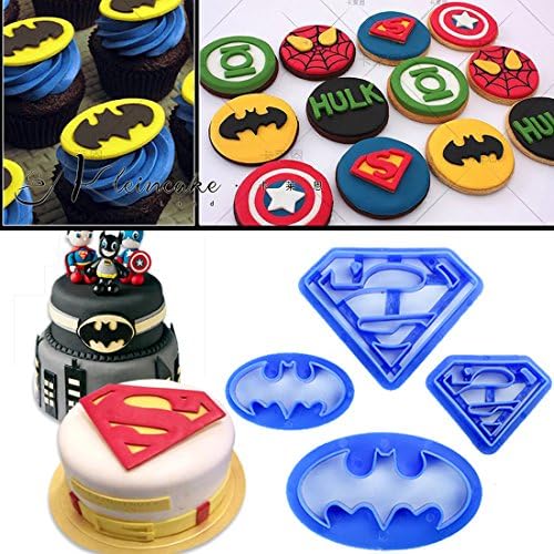 4PCS Super Hero Cookie Cutter Set Batman Superman Cartoon