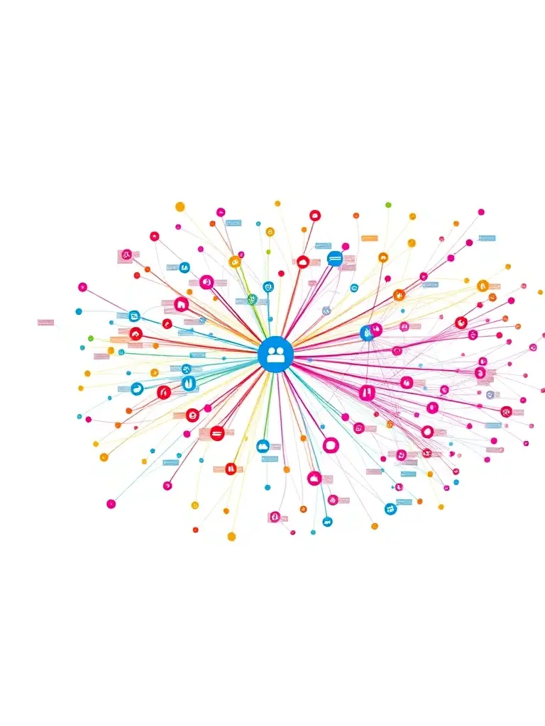 A dynamic network graph illustrating the flow of information and decisions within an organization, reflecting ECLIPTORTECH LTD's decision fluid dynamics modeling.