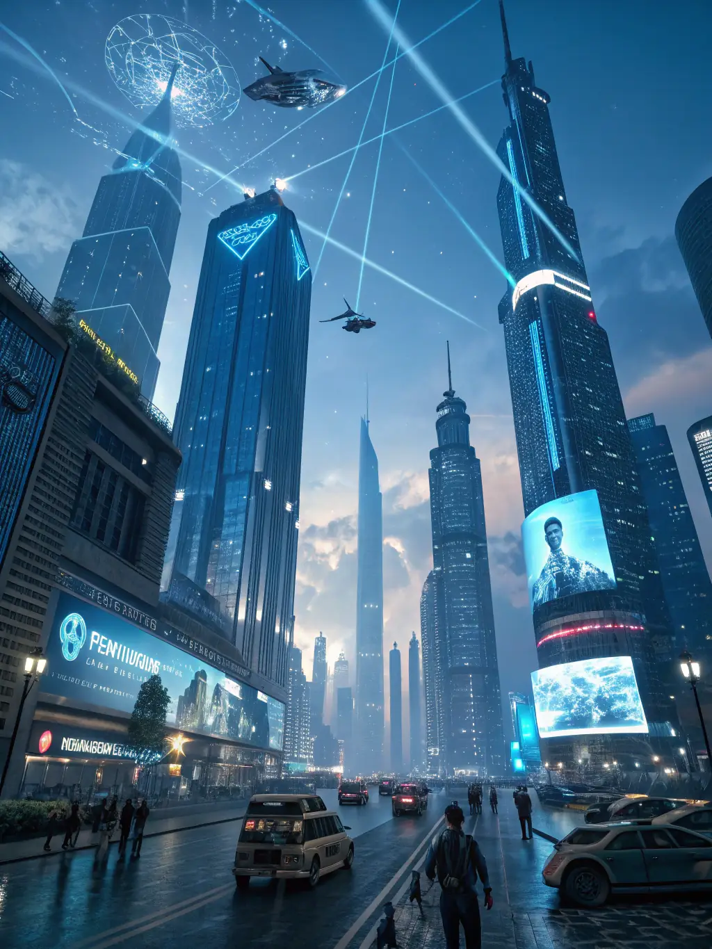 A futuristic cityscape with interconnected nodes, representing ECLIPTORTECH LTD's approach to building resilient and interconnected technology solutions.